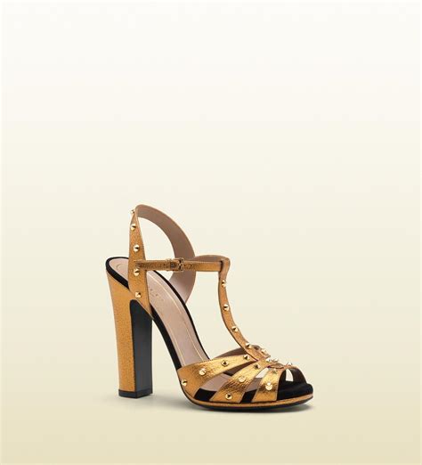 gucci gold heel|Gucci high heels platform.